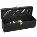 Leatherette Wine Case w/ 4 Piece Wine Set